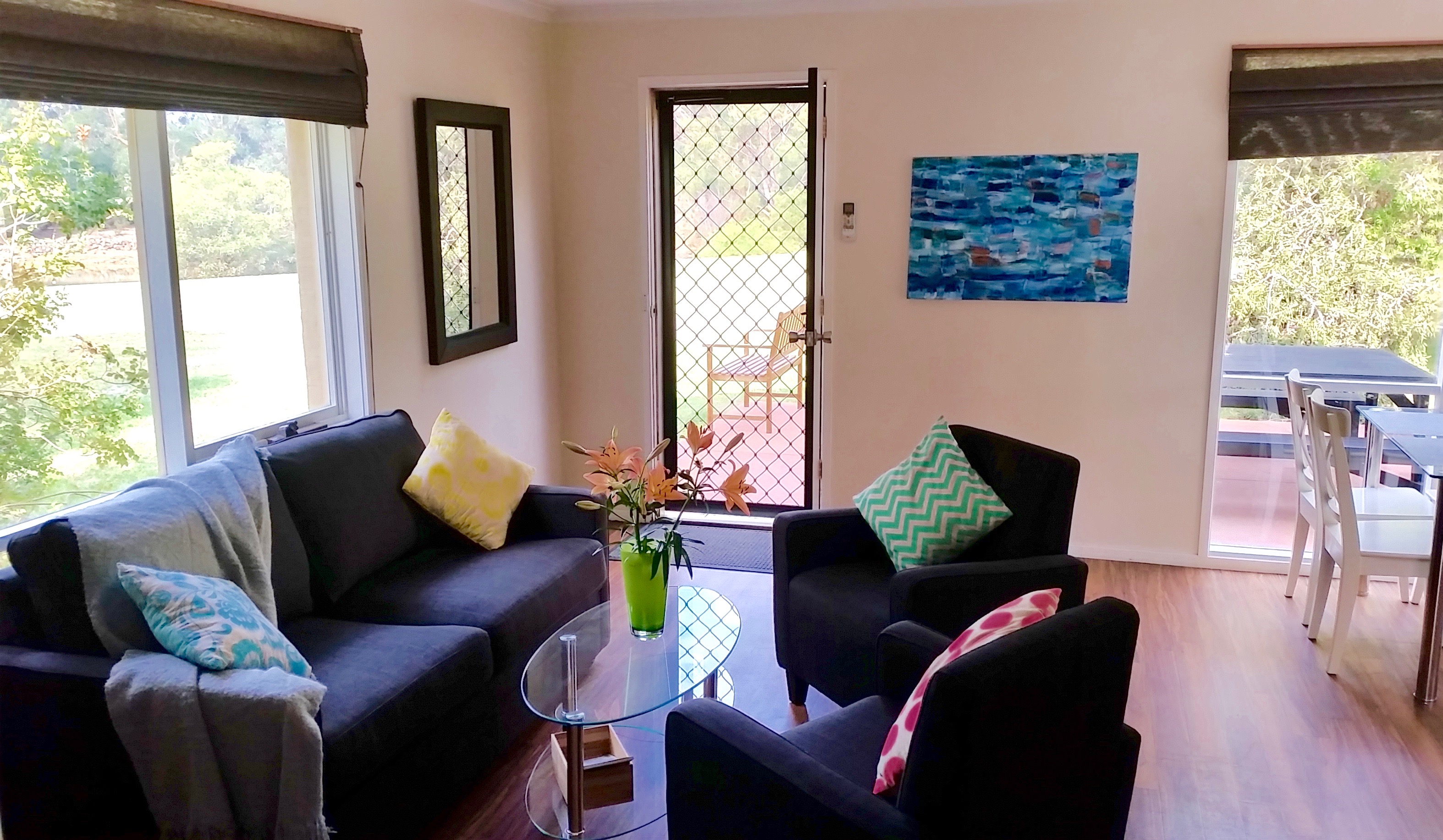 Inside 2 bedroom cottage, Bells Beach Cottages, Great Ocean Road